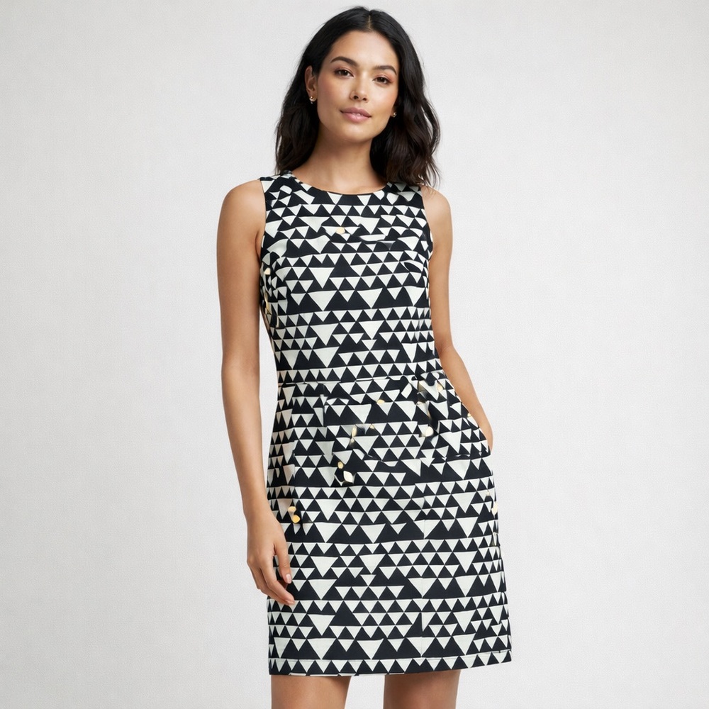 🖤‎ J.Crew Geometric Print Sleeveless Sheath Dress | 2 Petite